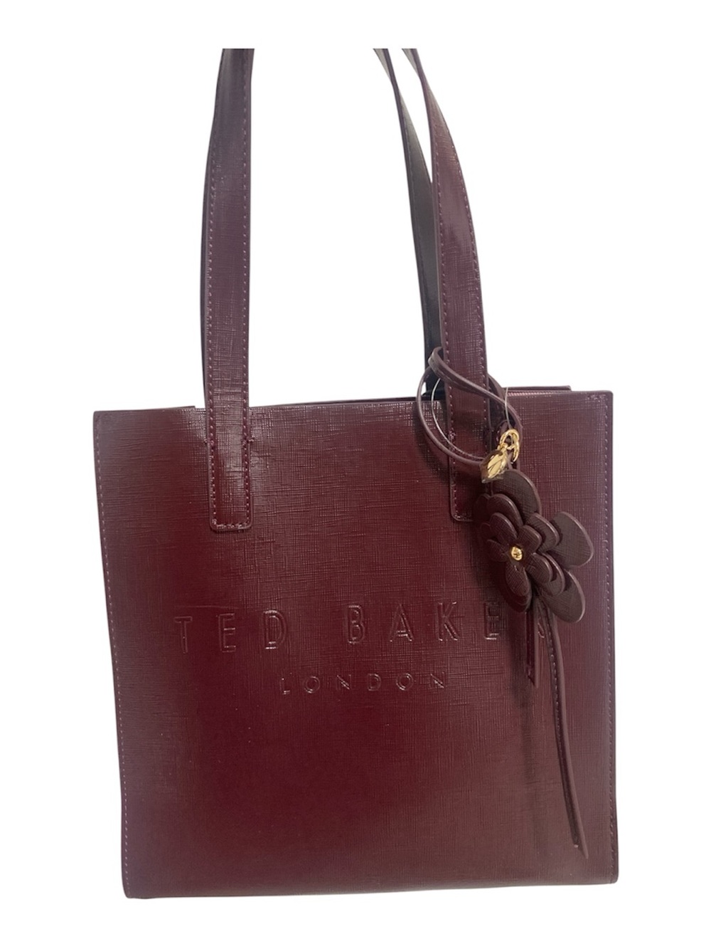 Ted Baker Soocon Icon Burgundy Tote Bag with Floral Charm